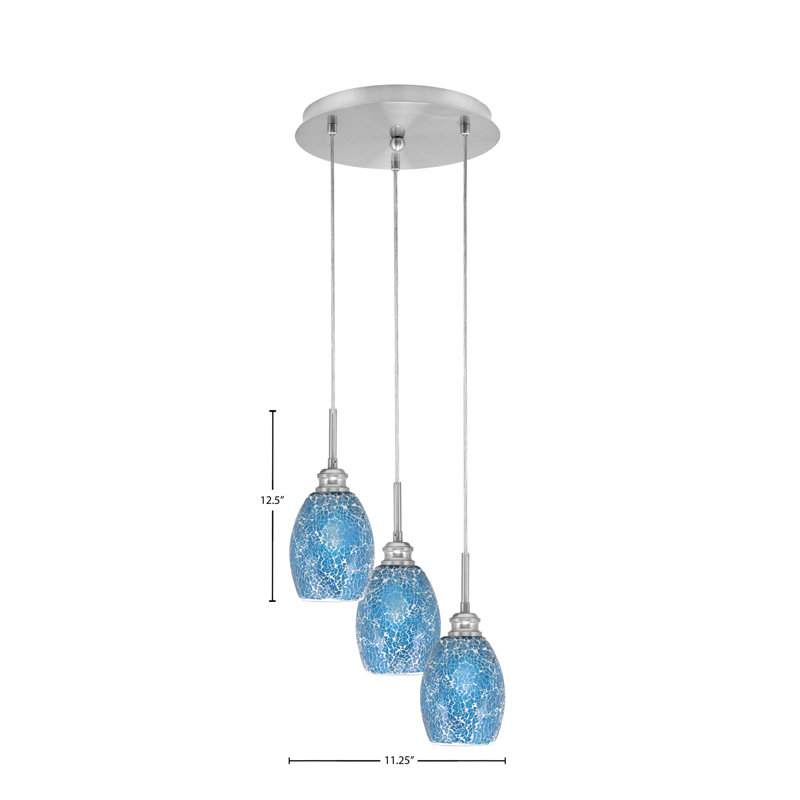 Lustre, Nickel brossé, H 12,5 po x l 11,25 po x P 11,25 po
