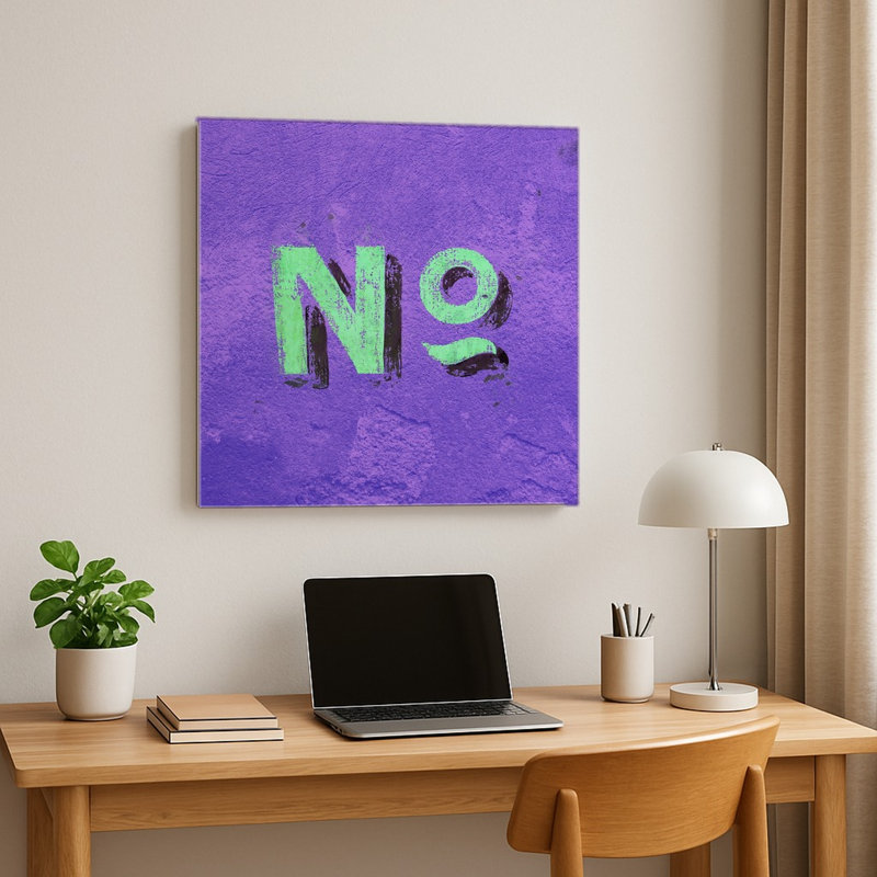 Non (Symbole numérique) — Décoration murale carrée en métal, H 16 po x l 16 po