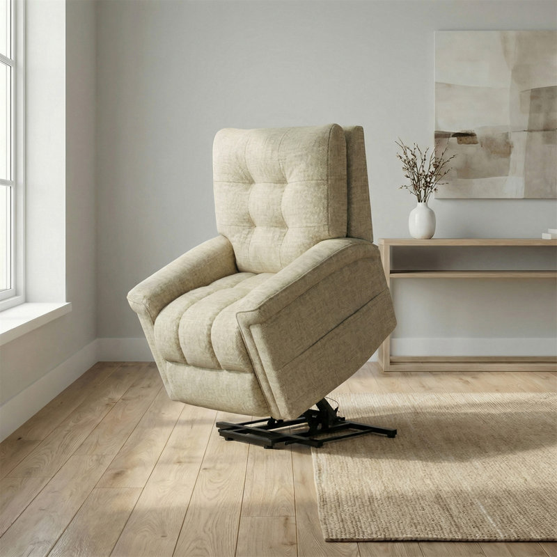 Velour Power Lift Chair In Lugano Taupe