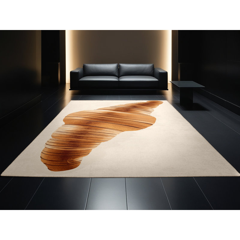 Tapis moelleux moelleux doux et luxueux beige Acheson Croissant, 8x12