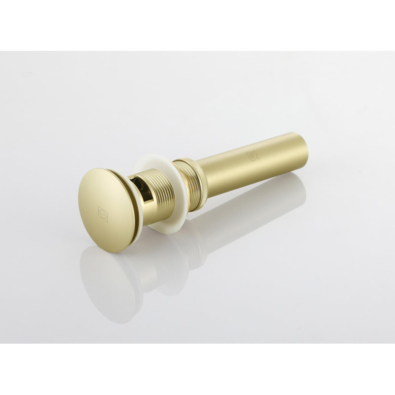Drain escamotable de lavabo de salle de bain avec trop-plein en chrome poli, Or brossé