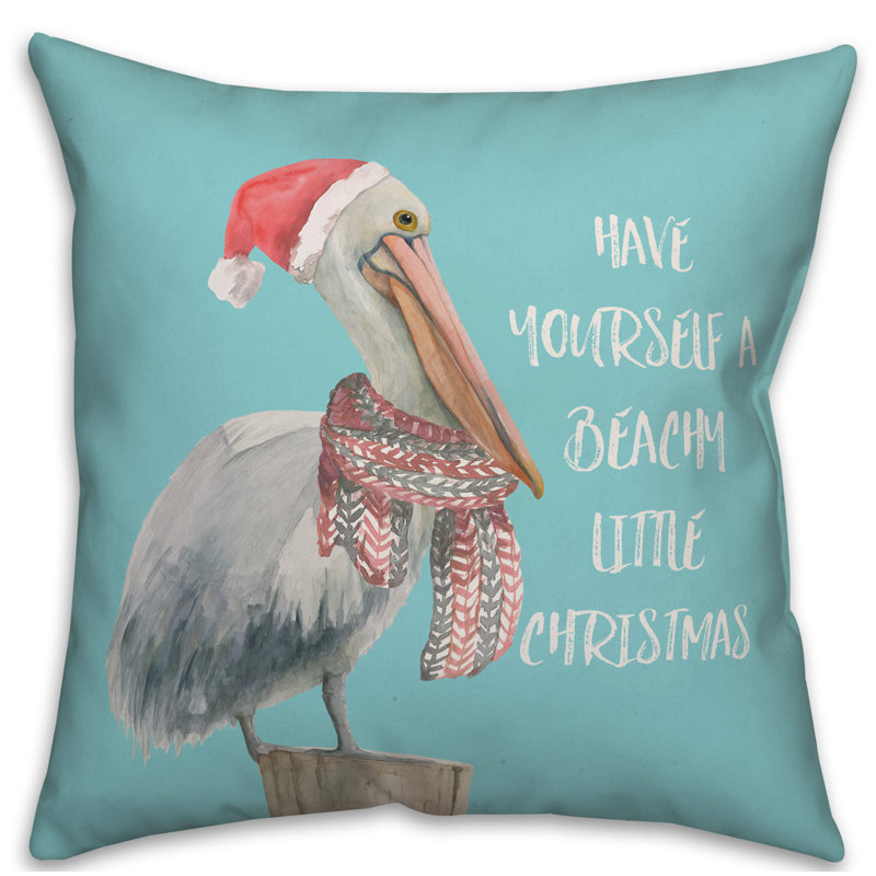  Beachy Little Christmas Throw Pillow, 16" x 16"