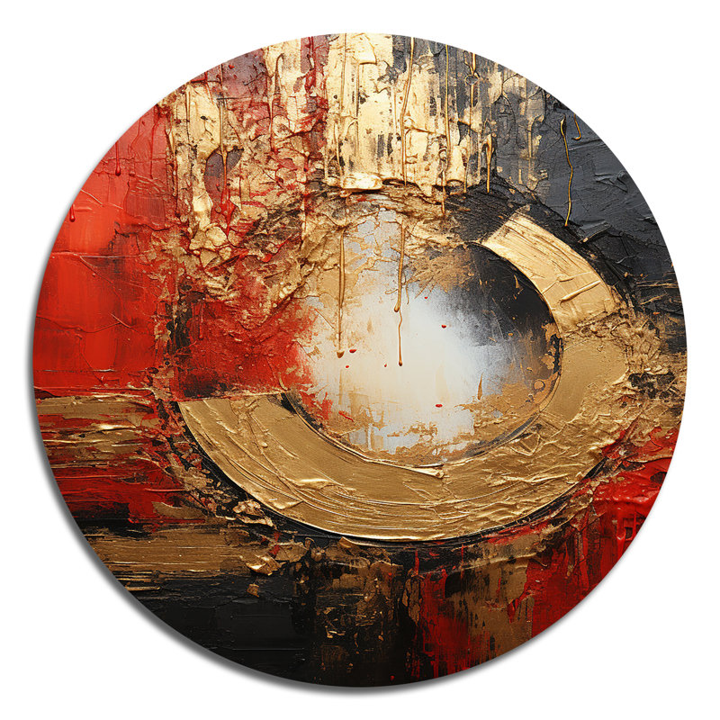 Elkins - Art abstrait rond en métal, H 29 po x l 29 po