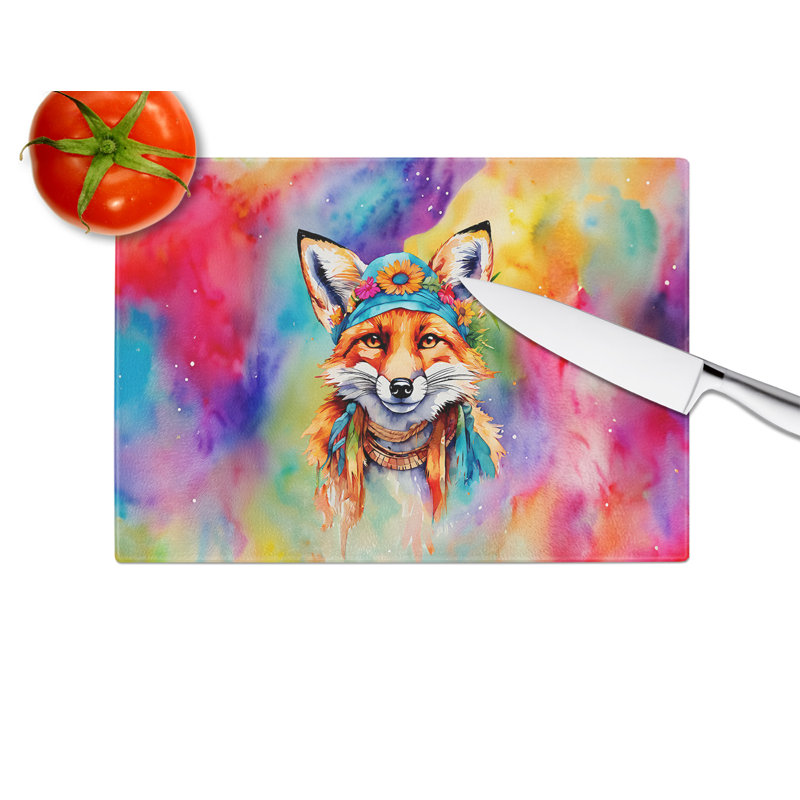 Hippie Animal Fox Glass Cutting Board