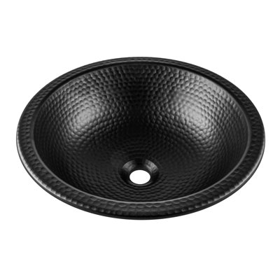 Monarch Abode Matte Black Hand Hammered Rotunda Dual Mount Bathroom Vanity Sink (16 Inches)