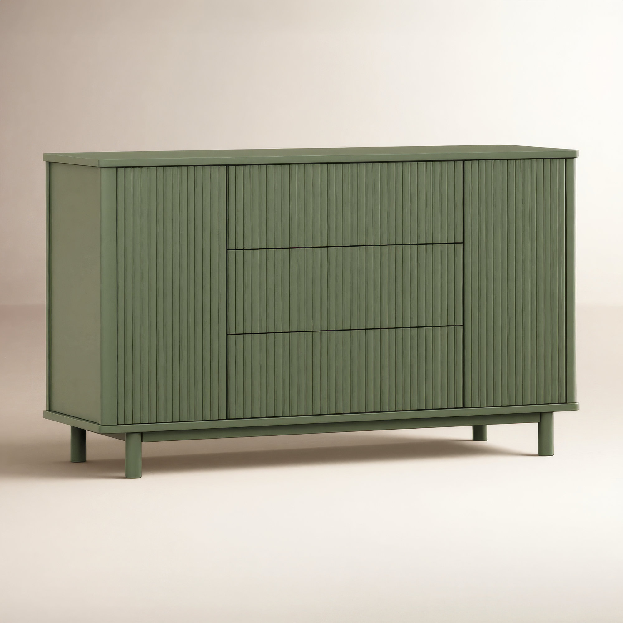 Pogo Tambour Assembled Dresser, Olive