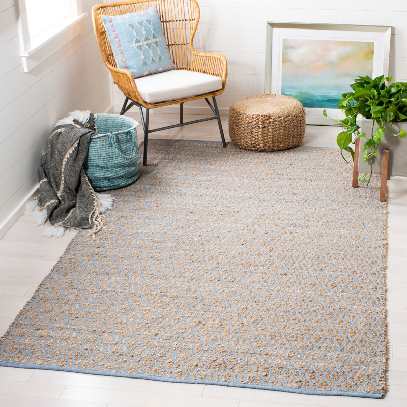 Tapis en jute / coton tissé à la main Parkman en argent / naturel, Rectangle 6 pi x 9 pi
