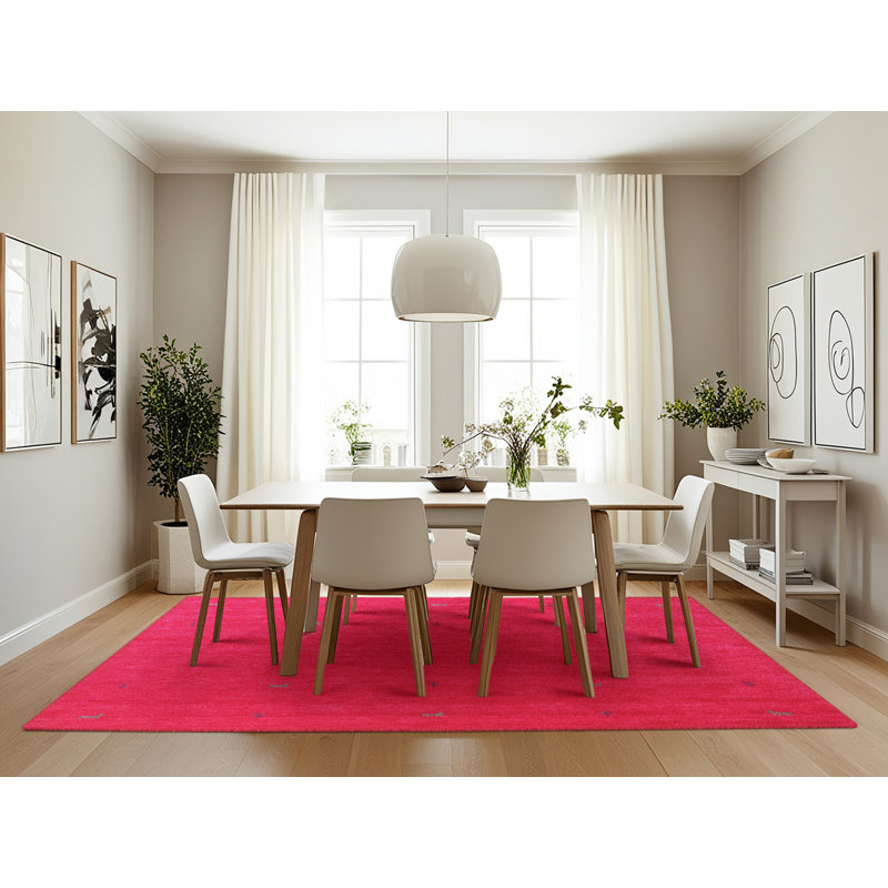 Tapis de zone rose/rouge contemporaine, Rectangle 7 pi x 10 pi