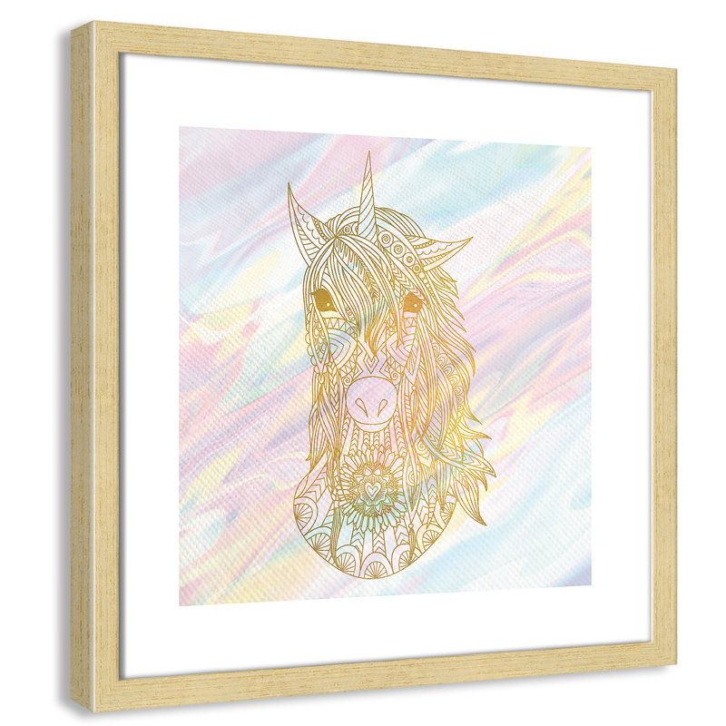 Dreaming licorne 2, H 17 po x l 17 po x P 1,19 po, Cadre boîte champagne