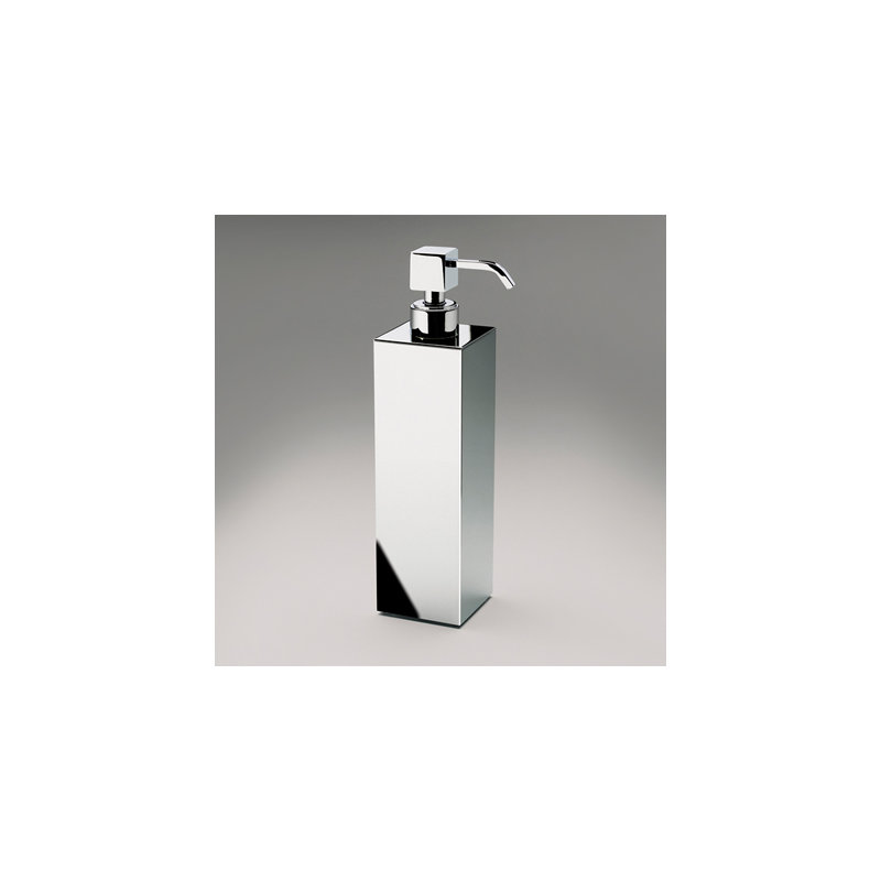 Grand distributeur de savon carré en laiton, Nickel satiné