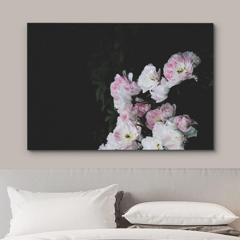 Flower Blossom " High Contrast Pink White Carnation " Print, 12'' H x 18'' W