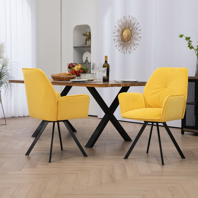 Aghaboy 49cm H Upholstered Metal Armchair, Yellow