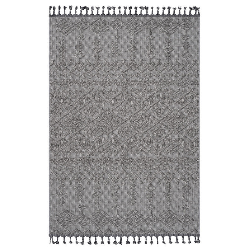 Naar Guros Area Rugs, White/White/Traditional Accent Power Loom Machine -Crafted Rug, Rectangle 6'7" x 9' 