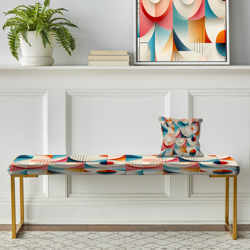 Motif géométrique cubique rétro Revival - banc géométrique recouvert d'or