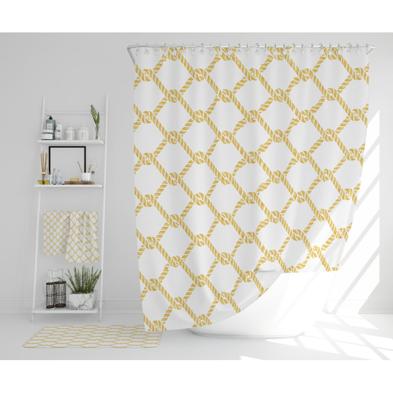 Nevlin Polyester Shower Curtain Set, Gold