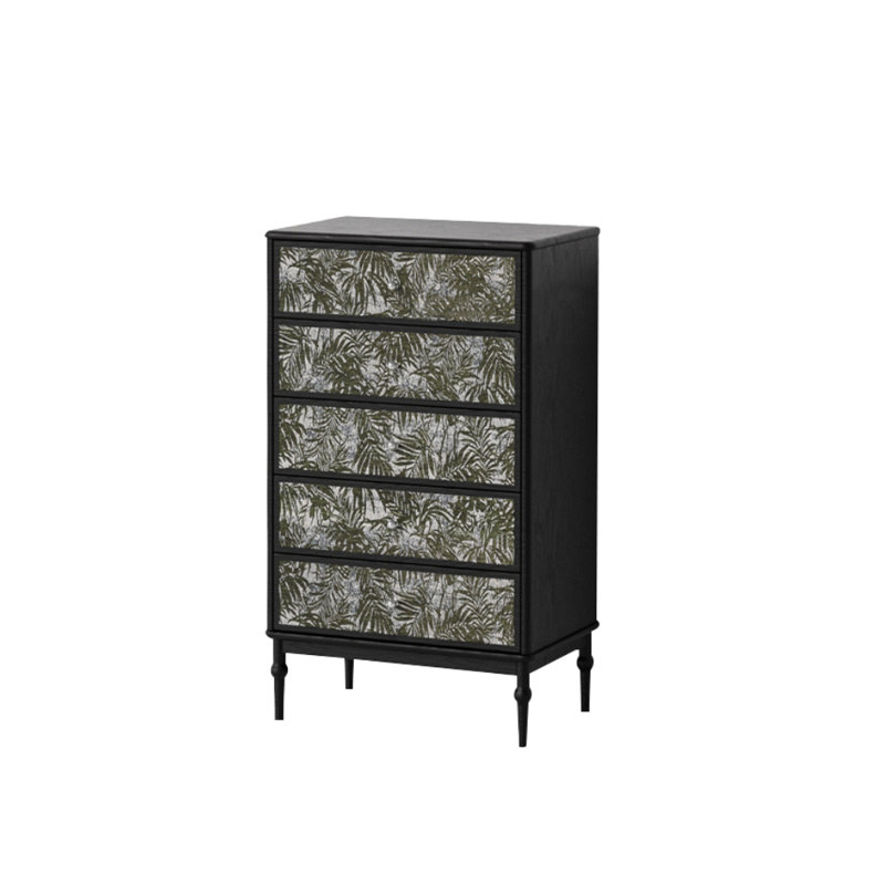 Commode d'appoint en bois massif italien, Noir/vert