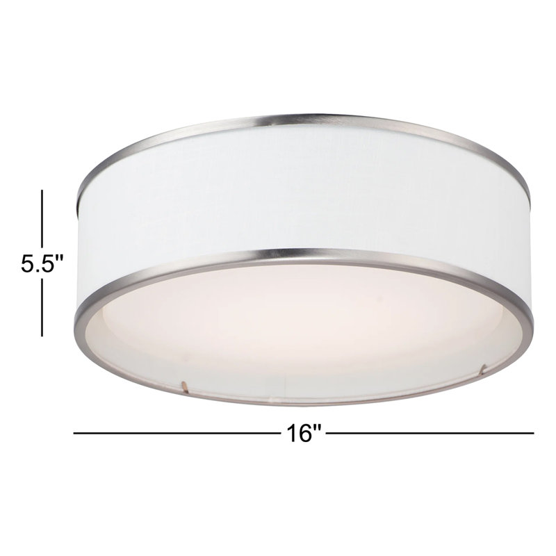 Jessalyn LED Flush Mount, 5.5" H x 16" W x 16" D, Satin Nickel/White