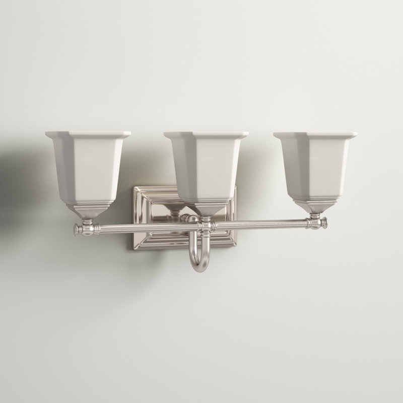 Bima Dimmable Vanity Light, Brushed Nickel, Off White