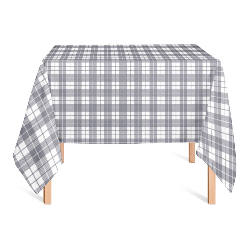 Square Gingham Polyester Tablecloth, Dark Gray