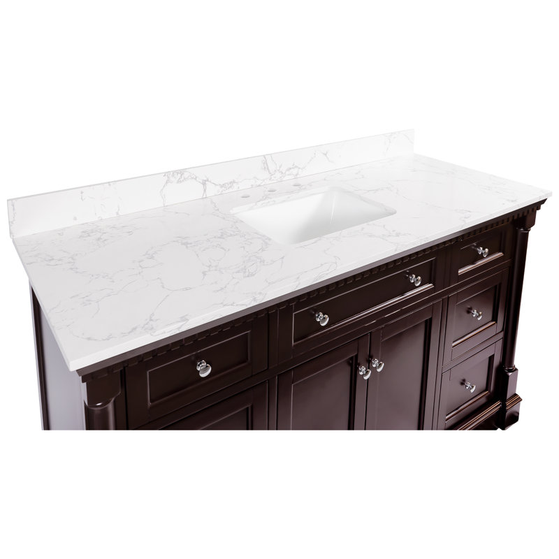 Fossen 60'' Single Bathroom Vanity with Top, Chocolate, Engineered Marble