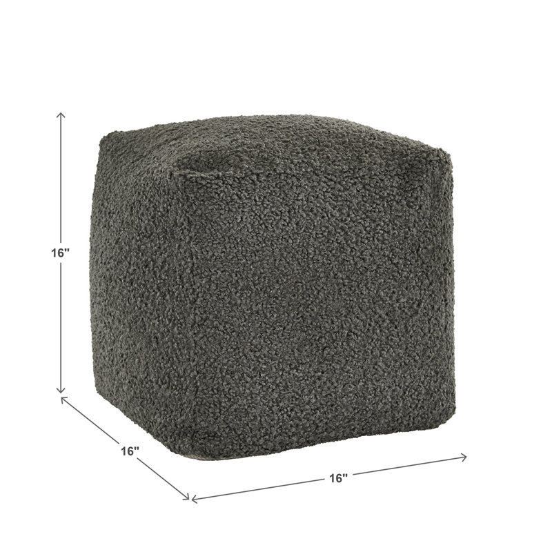 Fauteuil d'appoint et repose-pieds cube Betio Boucle, Tissu gris