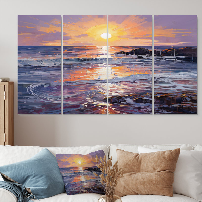 Rothman - Coucher de soleil, art mural 4 pièces, H 28 po x l 48 po