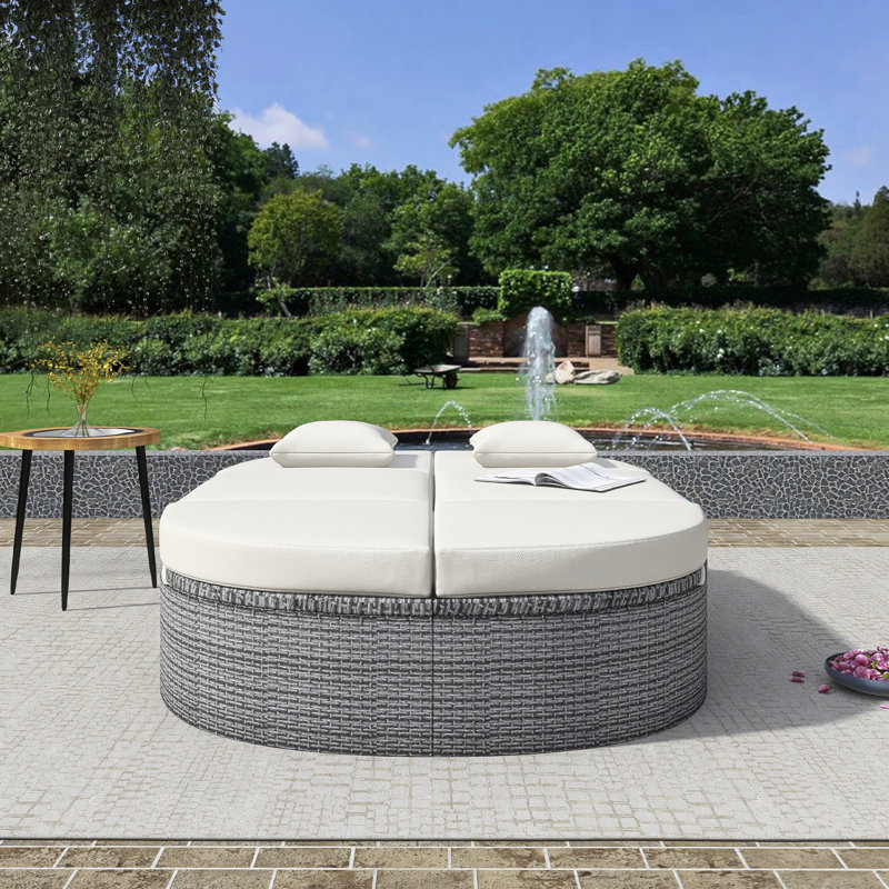 Lit de jour d'extérieur pour 2 personnes, Coussin beige / structure grise