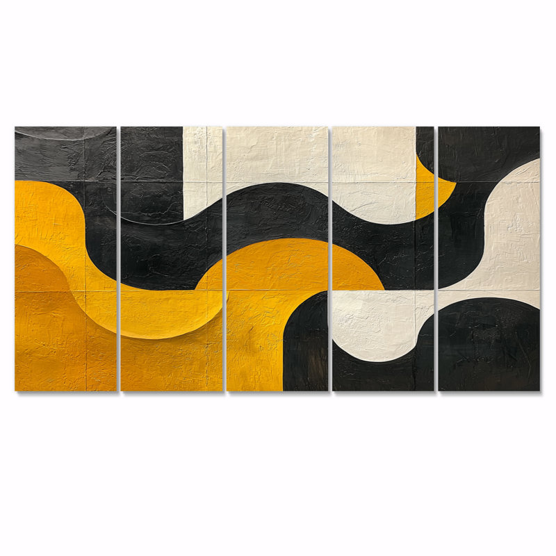 Curstyn - formes abstraites, art mural moderne sur toile, H 28 po x l 60 po, 5