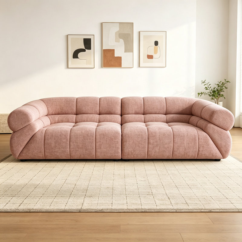 Modern and Simple Pink Chenille Sofa