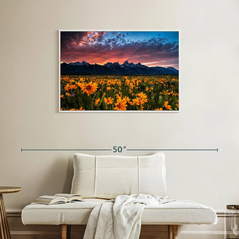 Grand Teton Wildflowers, Cadre flottant blanc, 37 po x 25 po