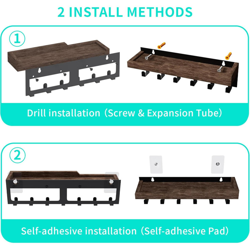 Wood Wall Organizer with Mail Storage, Brown