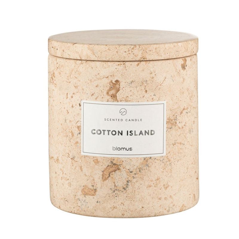 FRABLI Scented Candle w/Travertine Container - Large - Cotton Island Fragrance, 11.2 oz