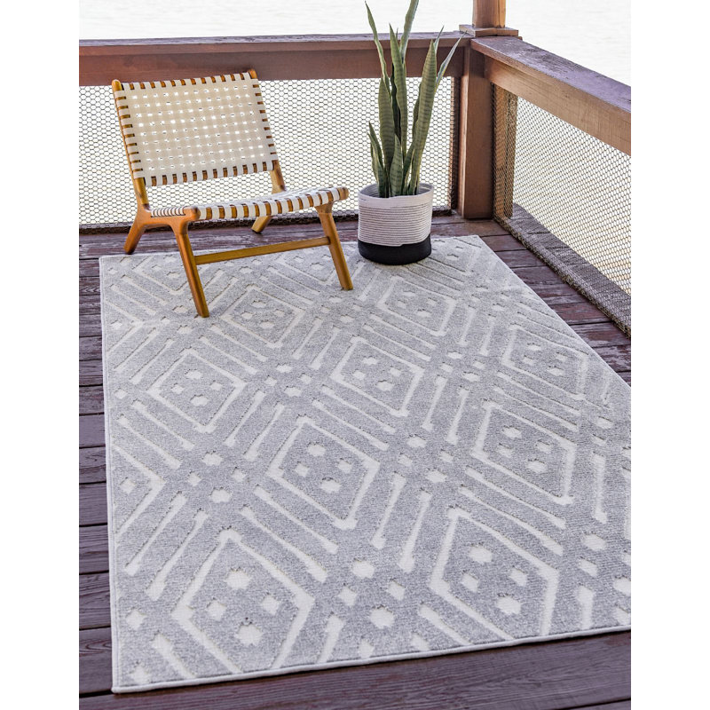 Outdoor Claudia Area Rug Granit Color, Rectangle 4' x 6'