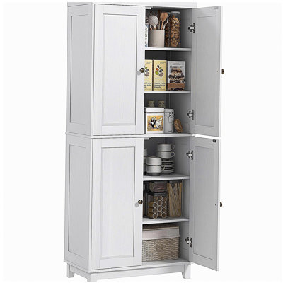 HOMCOM 72.5" High-End Kitchen Storage Cabinet with 4 Soft Close Doors, Independent Kitchen Cabinet, Suitable for Restaurant, Matte White
