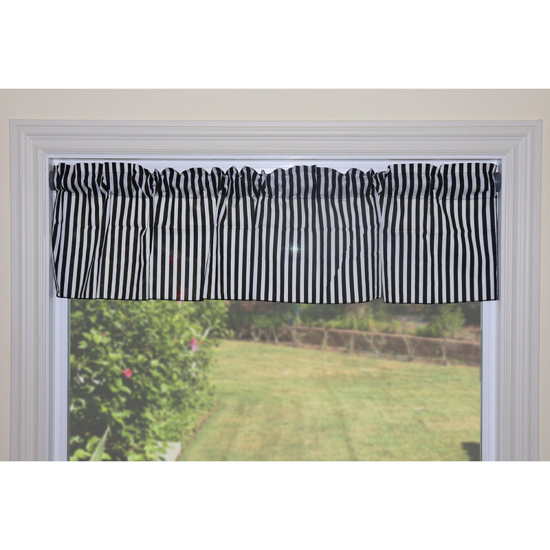 Cantonnière à rayures demi-pouce, L 58 po x L 24 po, Noir / blanc