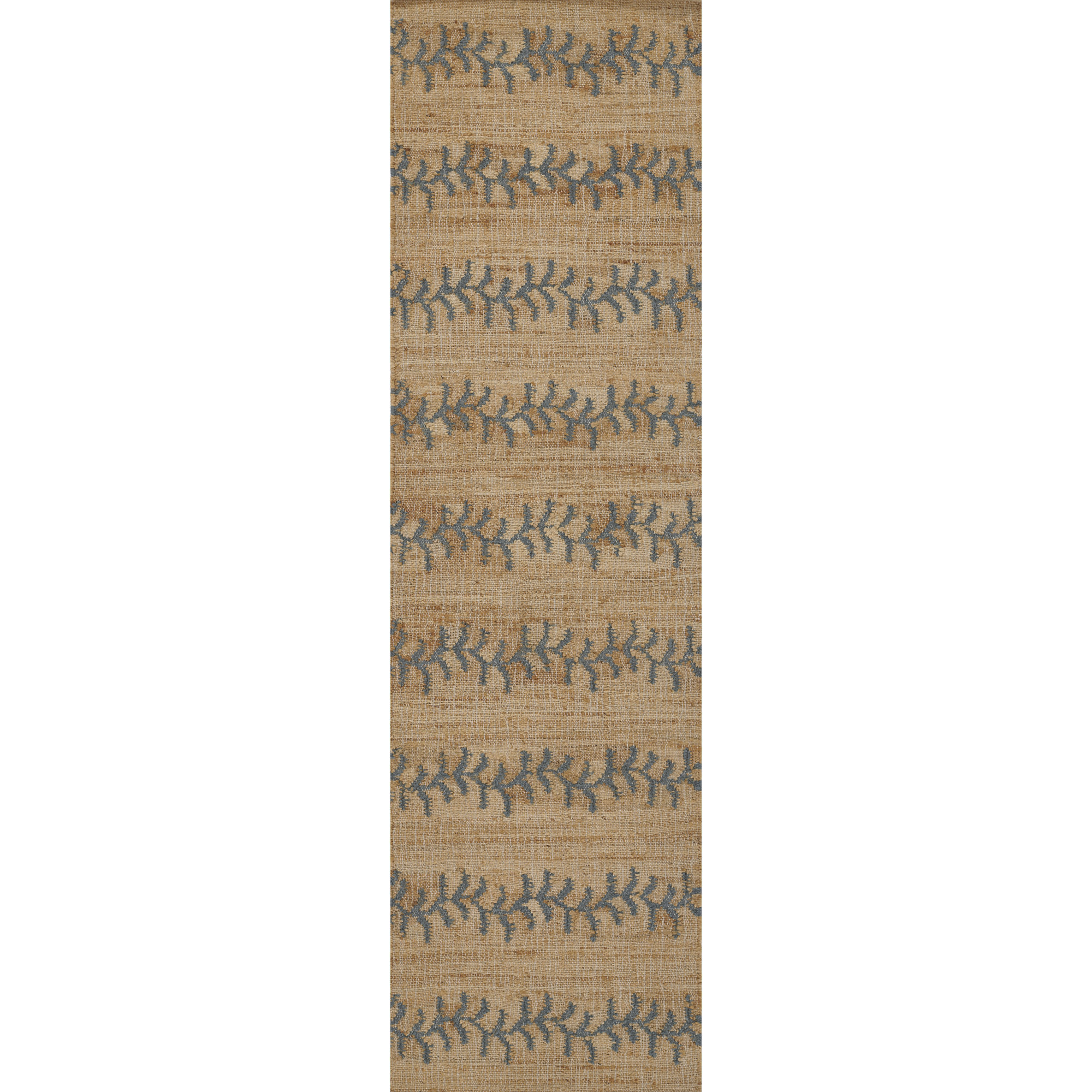 Adoria Vine Stripe Jute and Wool Hand Woven Blue Area Rug 10' X 14', Runner 2'3" x 8'