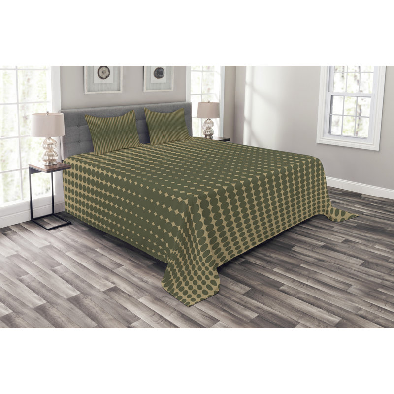 Adriyan Green/Brown Microfibre Bedspread Set, 220 x 264 cm