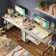 Orndorff L Shaped Gaming Desk or 2 Person Long Table with Shelves Monitor Stand and Keyboard Tray