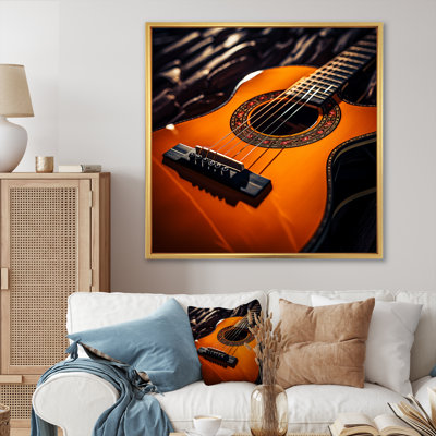 Magnifique guitare orange, photographie sur toile