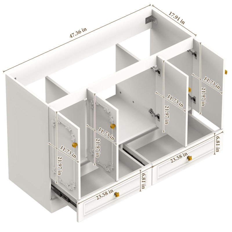 Meuble-lavabo de salle de bain de 60 pouces avec lavabo en résine, Blanc