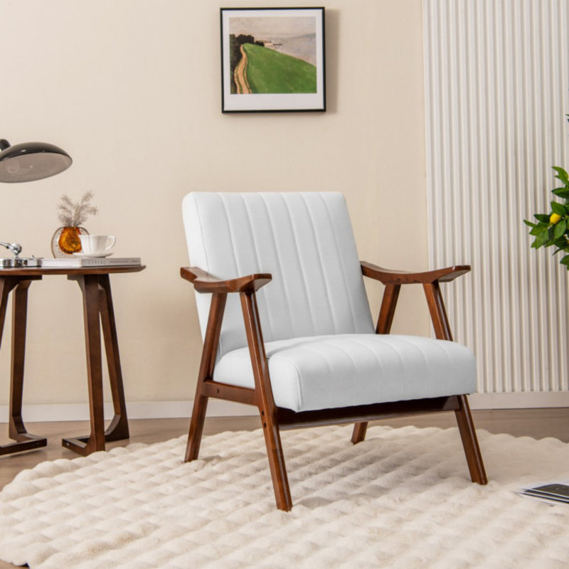 Fauteuil de loisirs moderne avec coussins en feutre pour le salon, Cuir beige