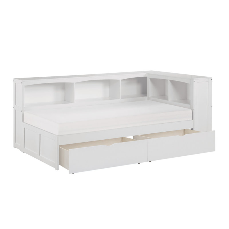 Lit de jour simple Chlores, Blanc, Tiroir inclus