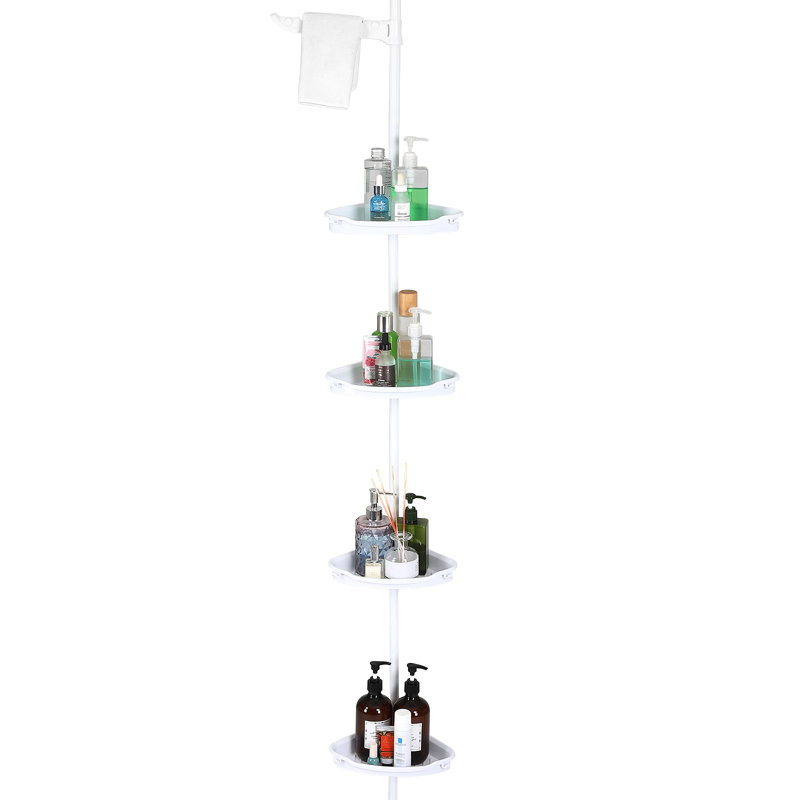 Corner  Bathroom Storage Organizer With 4-Tier Adjustable Shelves,, White