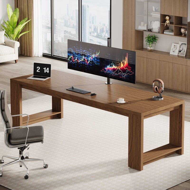 Bureau d'ordinateur 2 personnes Fredis, Noyer