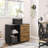 Rectangular File Cabinet with Lock for A4 Size, 3 Drawer Printer Stand with Open Storage Compartments, Mobile Filing Cabinet, Black/Rustic Brown