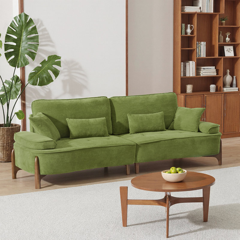 Canapé de 103 po en velours de nuage à assise profonde, canapé 3 places surdimensionné avec 4 coussins, canapé de salon pour appartement, structure en bois robuste