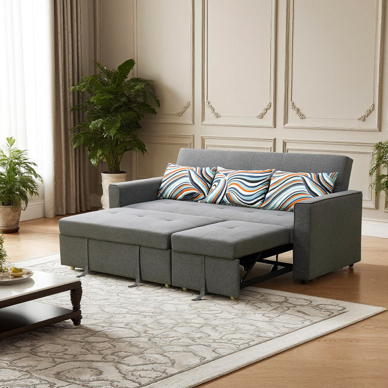 Grey Upholstered Sleeper Sofa Bed