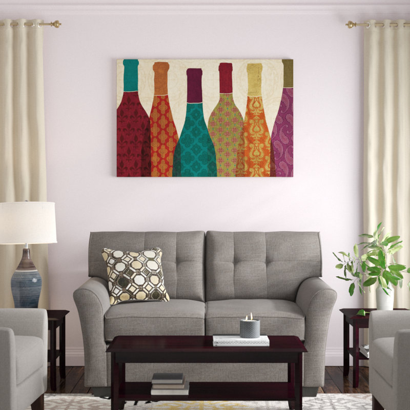 " Wine Collage I " by Veronique Charron, 32" H x 48" W