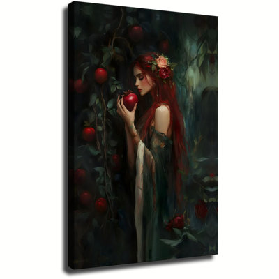Persephone with Pomegranate Wall Art, Dark Academia Wall Art Decor, Moody Victorian Wall Art, Cottagecore Floral Framed Poster f