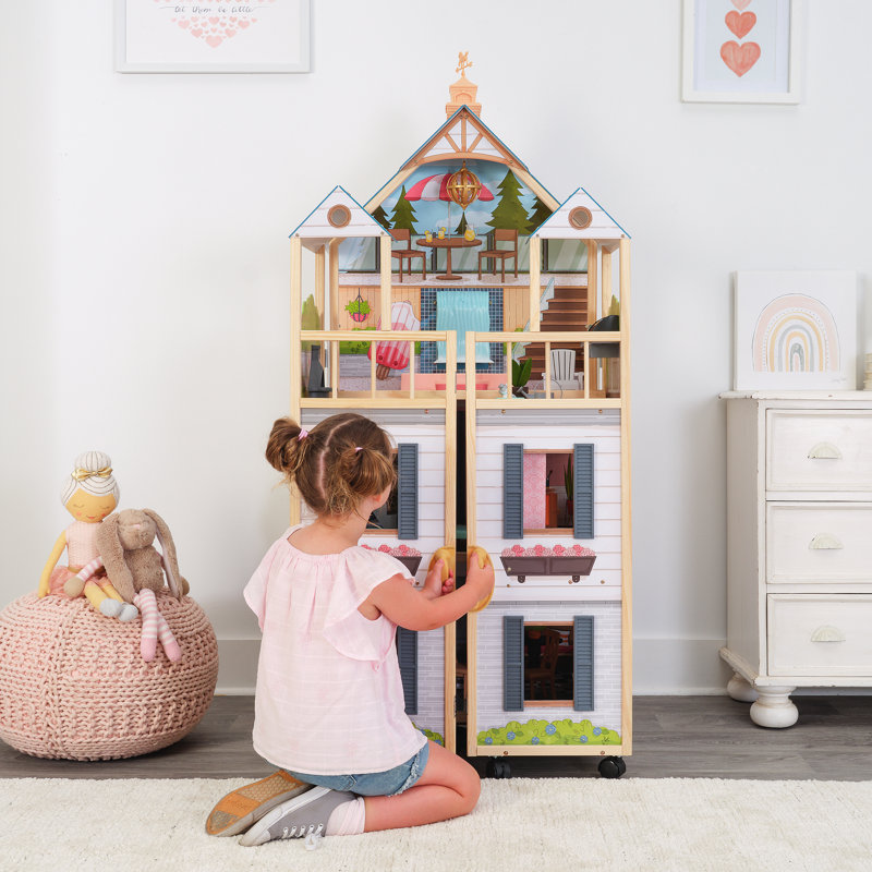 Secret Reveal Wooden Mansion Dollhouse With Lights, Sounds And 47 Accessories